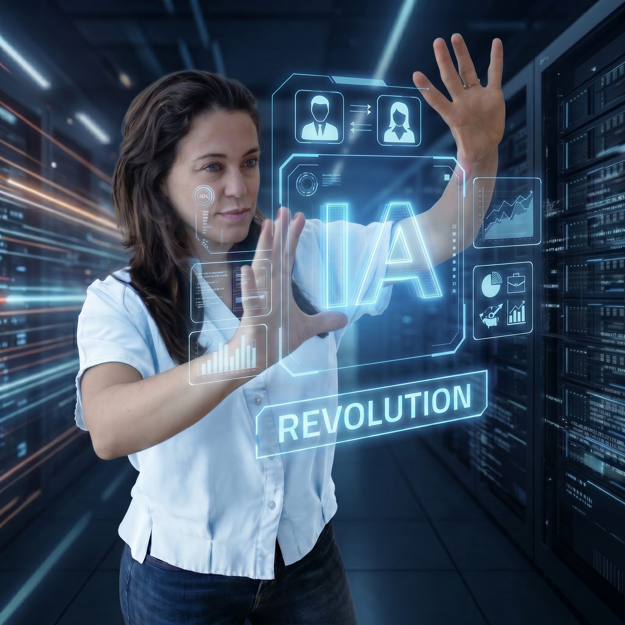 Daniela Malqui working with artificial intelligence